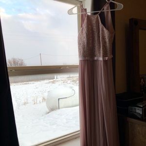 David’s Bridal-dusty rose XS DRESS WITH SLIT.